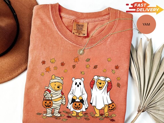 Retro Halloween Ghost Shirt, Spooky Fall Vibes Tee,Winnie Fall Shirt, Fall Mom Gift, Fall Leaf Shirt, Winnie Ghost Shirt,Disney Fall Tee