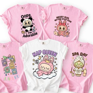 Comfort Colors®Custom Labubu Shirt, zabawne postacie Labubu, słodka koszulka z kreskówkowymi lalkami, kolorowy styl anime Chibi, pasujące