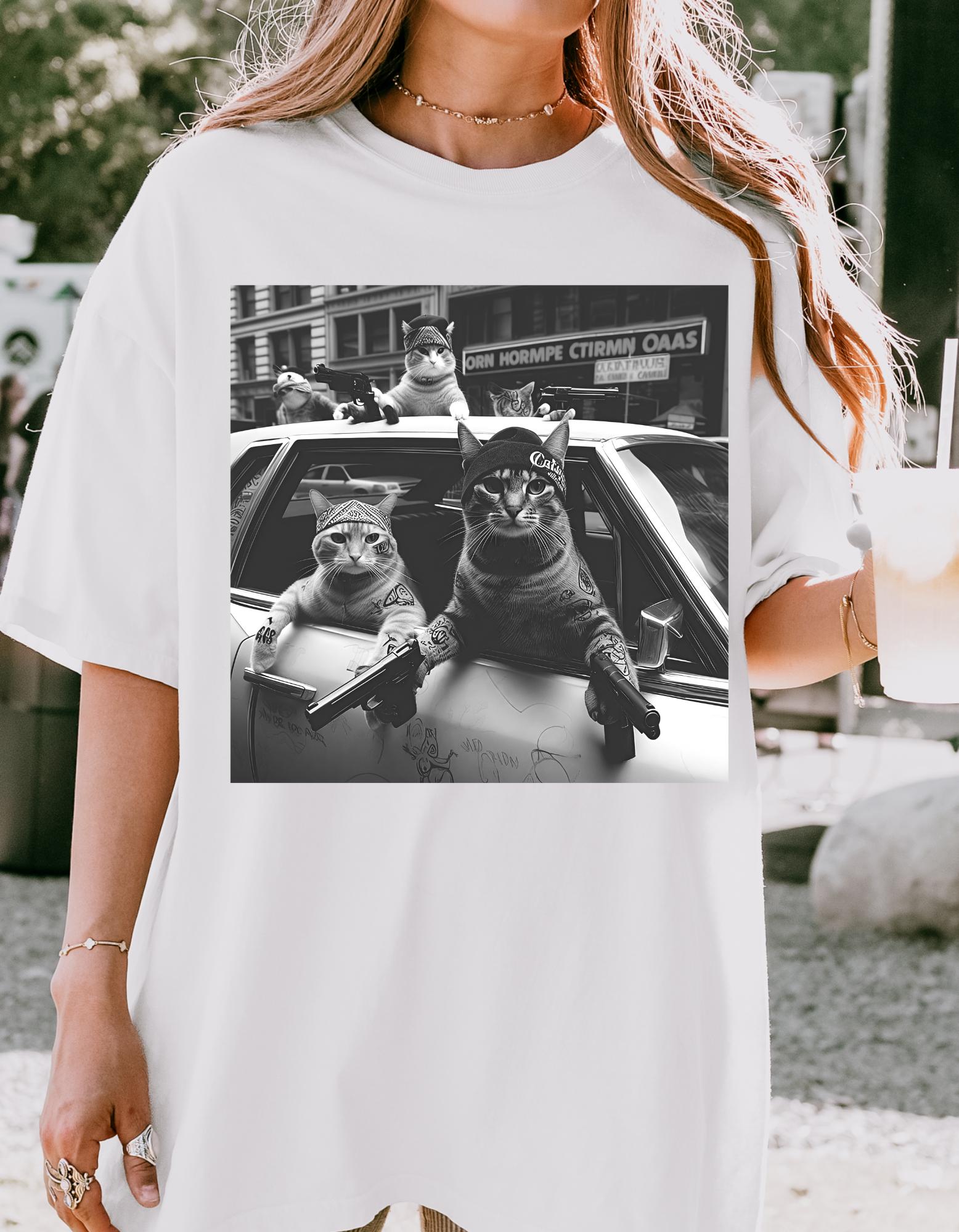 ★RAIVE★ RAIVE Cat Oversized TShirt VW5ME942_2color RAIVE Cat Oversized T-Shirt VW5ME942_2color - 레이브