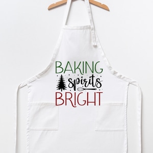 Tablier lumineux Baking Spirits, tablier d&#39;équipe de pâtisserie de Noël, tablier assorti, tablier cadeau de Noël drôle, cadeau de grand-mère cadeau de maman, tablier d&#39;arbre de Noël