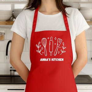 Custom Apron ,Personalized Apron,Mom Kitchen Apron,Mother&#39;s Day Gift, Flower Kitchen Apron, Mama Apron, Adult Gift Apron, Named Apron,Custom