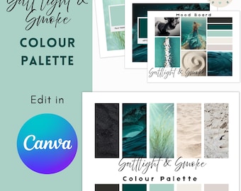 Paleta de colores terrosos y melancólicos: Sal y humo, códigos hexadecimales de Canva (descarga digital)