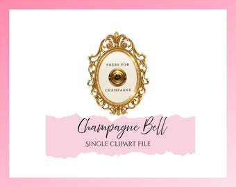 Campana de champán / Marco de champán dorado / Estética dorada / Archivo de clipart único