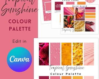Paleta de colores tropicales: Canva Branding, Pequeñas empresas (Descarga digital)