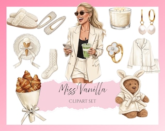 Señorita Vainilla / Chica Vainilla / Estética Crema/Beige / Kit de Diario Vainilla / Set de Imágenes en Crema / Descarga Digital