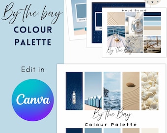 Junto a la bahía — Paleta de colores digital / Inspiración costera / Uso de Canva y marca / Pequeñas empresas