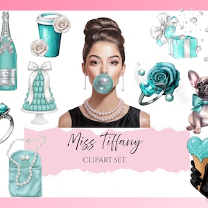 Miss Tiffany Clipart | Girly Clipart | Teal Clipart | Shopping art | Blue Tiffany Fashion Girl | chic fashion clipart | Instant Download