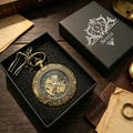 Personalized Engraved Double Half\u2011Hunter Pocket Watch, Steampunk Style, Groomsmen Wedding Gift