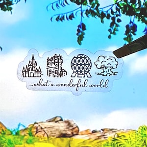 What A Wonderful World Aufkleber, Transparenter Disney World Aufkleber, Disney Parks Aufkleber, Disney Laptop Aufkleber, Disney Park Symbole Disney Geschenk