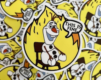 Pegatina de Olaf de Disney, pegatina impermeable de Disney, pegatina de Disney para portátil, pegatina de Frozen. Esta pegatina está bien. Linda idea de regalo de Disney. Meme de Disney.