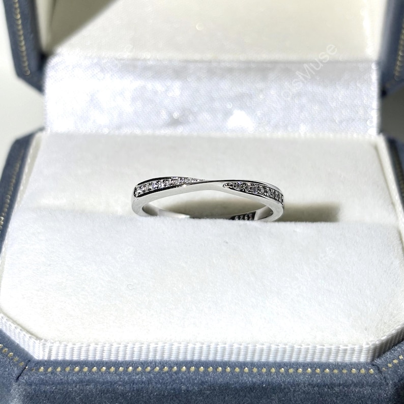 Infinity Stackable Ring Twisted Moissanite Wedding Band, Sterling Silver Infinity Ring, Pavé ...
