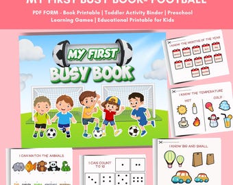 Football Themed Busy Book Printable Toddlers and Preschoolers Learning  Educational Activity Pages