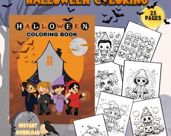 Halloween Coloring Book for Kids, Fun Activity Pages (PDF Pattern)