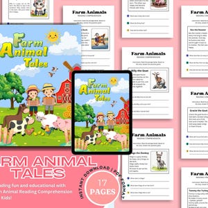 Hojas de trabajo de comprensión lectora de primer grado, imprimibles, para aprender en casa, para maestros de jardín de infantes, para niños, descarga instantánea en PDF