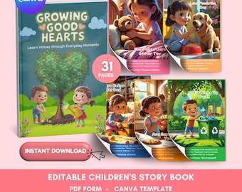 Printable Story Book for Kids + Life Lessons for Ages 3–7  | Kids Ebook | PDF Form and Editable Canva Template