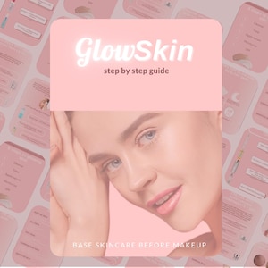 Guide för strålande hud/E-bok med hudvårdsrutiner/Rekommenderade produkter/Steg för steg till strålande makeup och frisk hud + Hudvårdsplanerare
