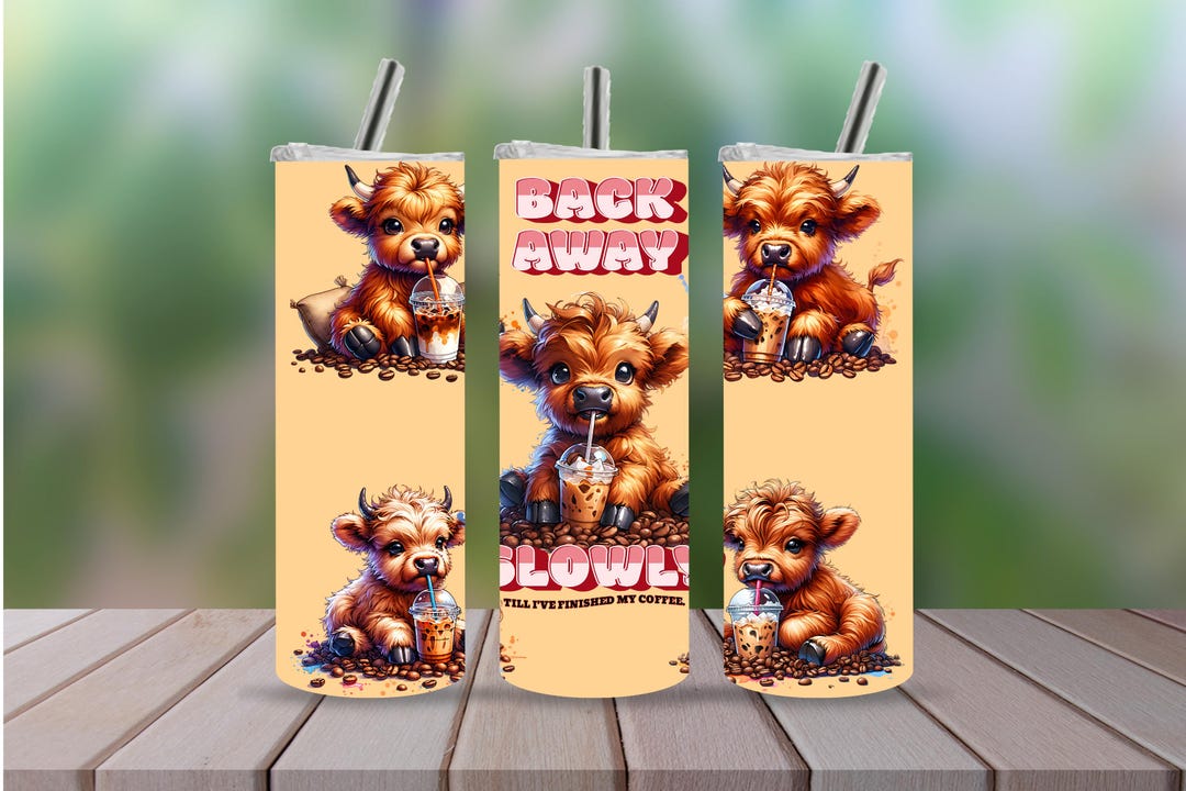 Baby Highland Cow Coffee 20 Oz Skinny Tumbler Sublimation Design ...