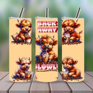 Bébé vache Highland café 20 oz gobelet skinny sublimation Design téléchargement numérique PNG NUMÉRIQUE instantané UNIQUEMENT, emballage de gobelet mignon drôle