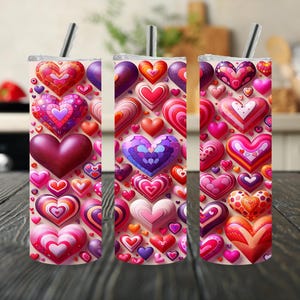 Harten Valentijnsdag 20 oz mager beker sublimatie ontwerp digitale download PNG Instant ALLEEN DIGITAAL, beker wrap 300DPI