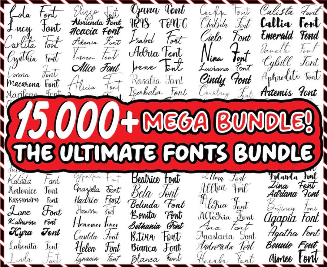15000+ Font Mega Bundle (svg, Png, Ttf, Otf) (instant Download) - Etsy UK