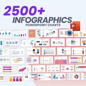 May include: A collection of over 2,500 infographic PowerPoint charts. The charts are colorful and feature a variety of designs, including arrows, circles, and lines. The charts are perfect for creating presentations that are both informative and visually appealing.