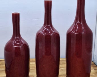 Studio Art Pottery Don Ridley MCM Vase Signed Tier 1,2,3 Of 5 P5 Deep Red Glaze