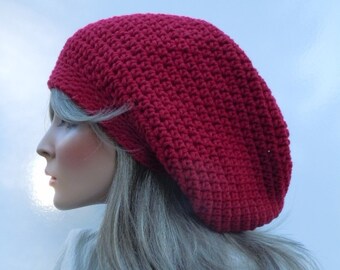 Dreadlock Tam, Rasta Tam Cap, Hippie Hat, Bag Hat, Dark Colors Cap, Rasta Hat, Dark Red Tam, Dark Cherry Rasta Hat, Burgundy Hat