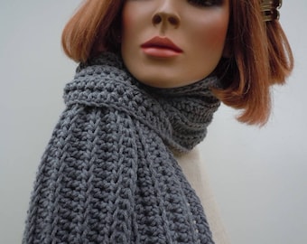 Medium Charcoal Gray Scarf, Popular Gray Scarf, Mens Gray Scarf, Womens Gray Scarf, Lighter Gray Scarf