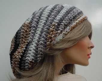 Rock Quarry Colors Tam, Rock Colors large Beret, Dreadlock Tam, Rasta Tam Cap, Hippie Hat, Gray Tam, Bag Hat, Dreadlock Beanie, Rasta Hat