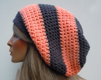 Dreadlock Tam, Rasta Tam Cap, Hippie Hat, Bag Hat, Colors Cap, Rasta Hat, Peach and Gray Tam, Mixed Colors Tam, Gray Peach Hat