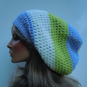 Dreadlock Tam, Rasta Tam Cap, Hippie Hat, Bag Hat, Soft Colors Cap, Rasta Hat, Blue and Lime tam, Blue and Green hat, Mixed Colors