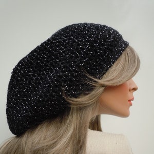 Dreadlock Tam, Rasta Tam Cap, Lock Sock, Hippie Hat, Bag Hat, Dark Colors Cap, Rasta Hat, Dark Black Tam, Silver Sparkles, Black Hat