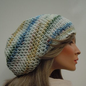 Beach Colors Tam, Green and Tan, Green Beret, Dreadlock Tam, Rasta Tam Cap, Hippie Hat, Bag Hat, Soft Color Cap, Dreadlock Rasta Tam