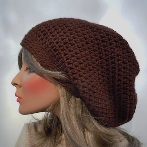 Brown Slouchy Beanie, Oversized Slouchy Tam, Brown Rasta Tam, Dreadlock Tam Beanie, Rasta Beanie Tam, Hippie Stocking Cap Beanie