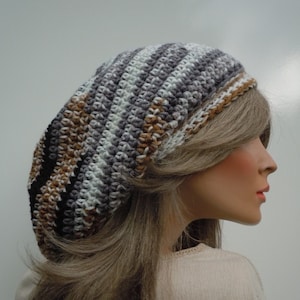 Rock Quarry Colors Tam, Rock Colors large Beret, Dreadlock Tam, Rasta Tam Cap, Hippie Hat, Gray Tam, Bag Hat, Dreadlock Beanie, Rasta Hat
