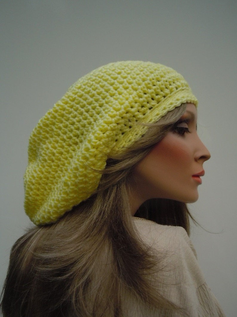 Sunny Yellow Tam Bag Hat Soft Yellow Hat Oversized Slouchy Tam Hippie Hat Pale Yellow Tam Dreadlock Tam Rasta Tam Cap