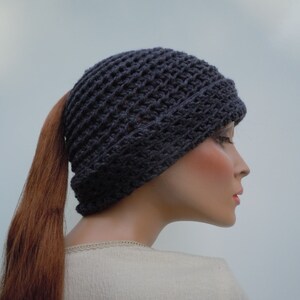 Ponytail Hat, Messy Bun Hat, Shades of Gray Hat, Gray Messy Bun Hat, Hat For Long Hair, Winter Beanie, Gray Hat, Cold Weather Hat