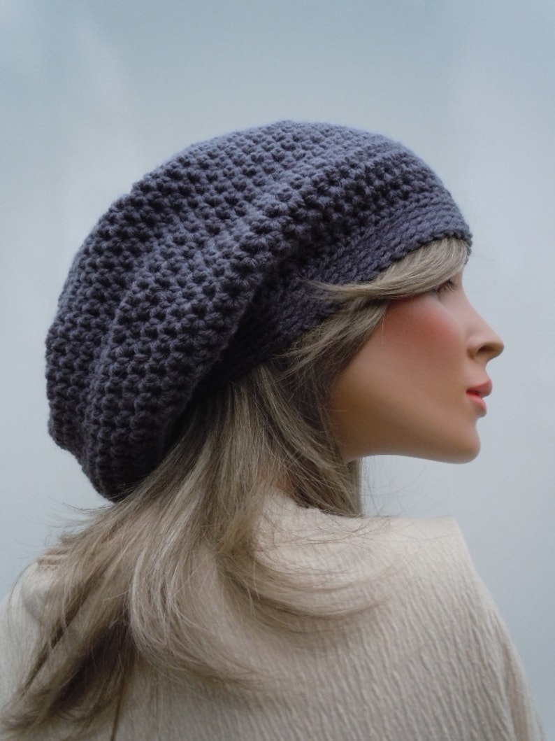 Rasta Tam Crown Grey Tam Rasta Hat Oversize Slouchy Hippie Hat Bag Hat Dreadlock Tam Slate Grey Rasta Rasta Charcoal Gray Tam