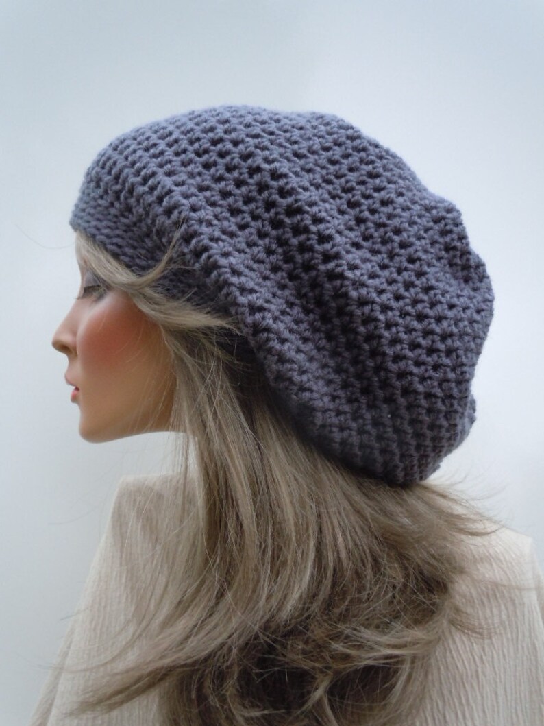 Rasta Tam Crown Grey Tam Rasta Hat Oversize Slouchy Hippie Hat Bag Hat Dreadlock Tam Slate Grey Rasta Rasta Charcoal Gray Tam
