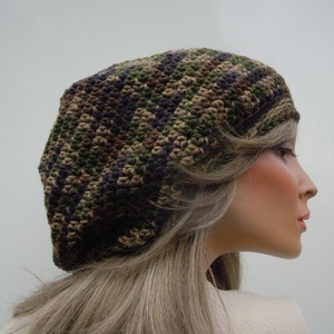 Camouflage Tam, Fall Colors Tam, Woodland Colors Tam, Dreadlock Tam, Rasta Tam Cap, Hippie Hat, Bag Hat, Forest Color Cap, Rasta Hat
