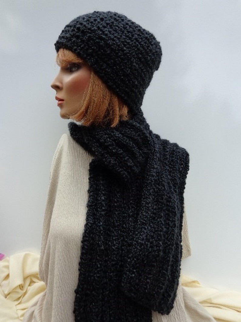 Mens Hat Scarf Set Black Hat and Scarf Soft Hat Scarf Set Etsy
