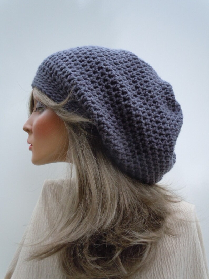 Rasta Tam Crown Grey Tam Rasta Hat Oversize Slouchy Hippie Hat Bag Hat Dreadlock Tam Slate Grey Rasta Rasta Charcoal Gray Tam