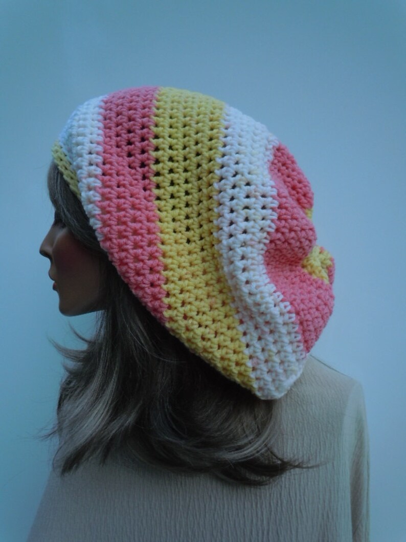 Coral Pink Yellow tam Bag Hat Rasta Hat Yellow and Coral hat Rasta Tam Cap Dreadlock Tam Soft Colors Cap Hippie Hat