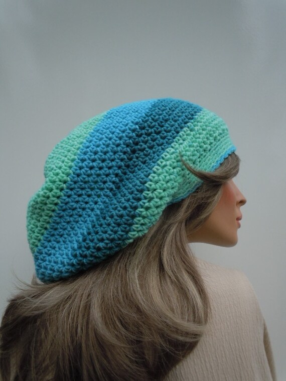 Hippie Hat Teal Green Tam Rasta Hat Teal Slouchy Jamaica Dreadlock Tam Teal Green Blue Cap Bag Hat Rasta Tam Cap