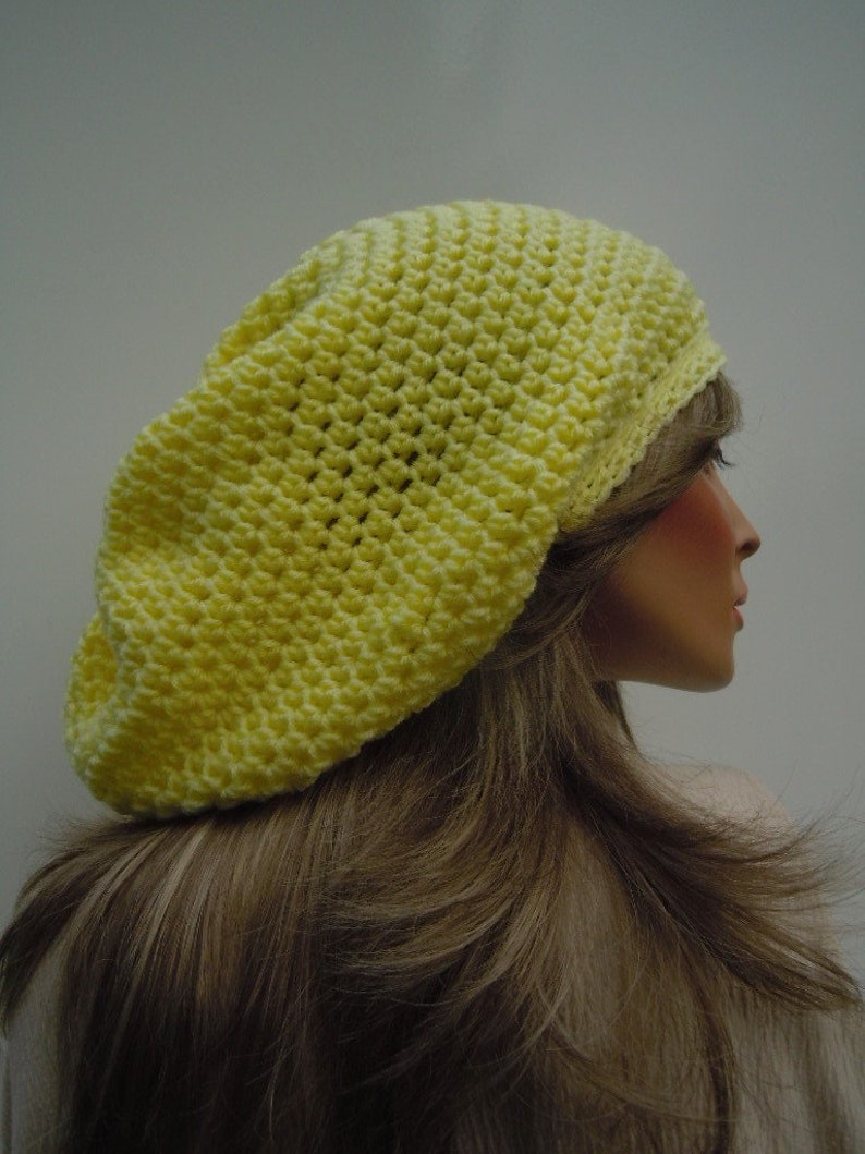 Sunny Yellow Tam Bag Hat Soft Yellow Hat Oversized Slouchy Tam Hippie Hat Pale Yellow Tam Dreadlock Tam Rasta Tam Cap
