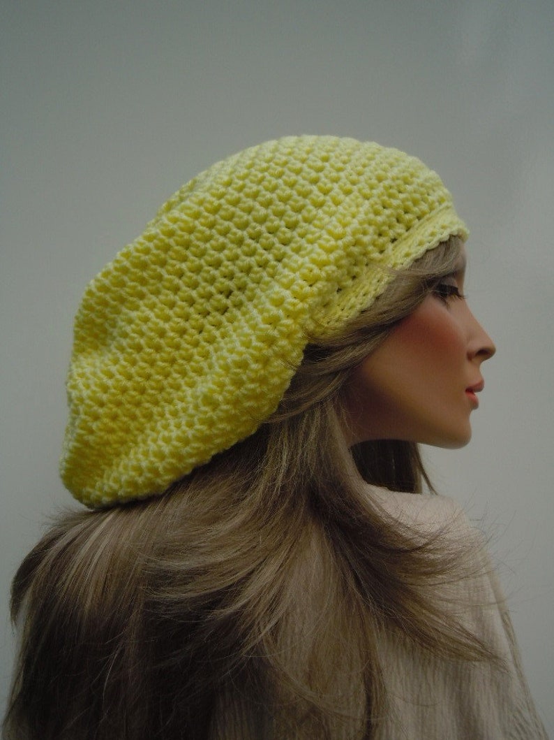 Sunny Yellow Tam Bag Hat Soft Yellow Hat Oversized Slouchy Tam Hippie Hat Pale Yellow Tam Dreadlock Tam Rasta Tam Cap