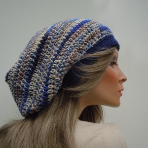 Ocean Colors Tam, Blue Camo Colors Rasta, Large Beret, Dreadlock Tam, Rasta Tam Cap, Hippie Hat, Bag Hat, Dreadlock Beanie, Rasta Hat