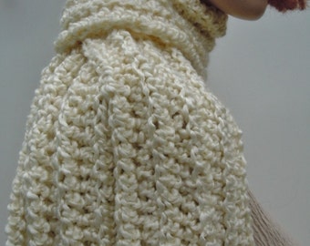 Scarf Pearl White, Pearl Scarf, Soft White Scarf, Crocheted Scarf