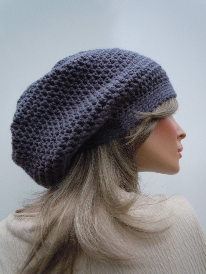 Rasta Tam Crown Grey Tam Rasta Hat Oversize Slouchy Hippie Hat Bag Hat Dreadlock Tam Slate Grey Rasta Rasta Charcoal Gray Tam