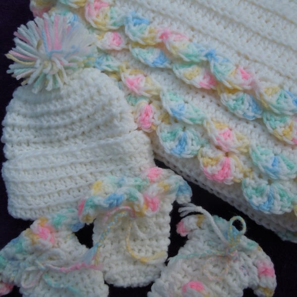Pastel Floral Baby Blanket Hat Teether Gift Set (Organic Cotton)